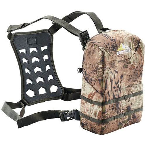 FEATHERLIGHT PRYM1 MP L BINO HARNESS MAGFeatherlight Bino Case Camo - Large - 10x42 - MOLLE webbing on front - Quick disconnect - Option to tether binoculars to harness - Quiet magnetic closure automatically engages to secure binos - Tethered lens cloth includedtically engages to secure binos - Tethered lens cloth included